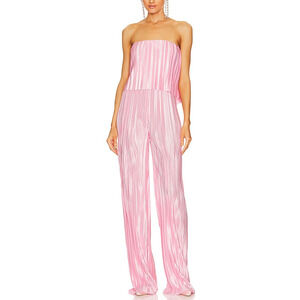 Amanda Uprichard 'Collina' Pink Sateen Plisse Jumpsuit Size S